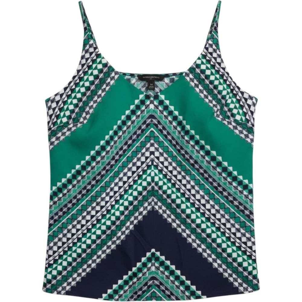 Banana Republic Geometric Cami Top Womens XS Green Navy White Tank Blouse